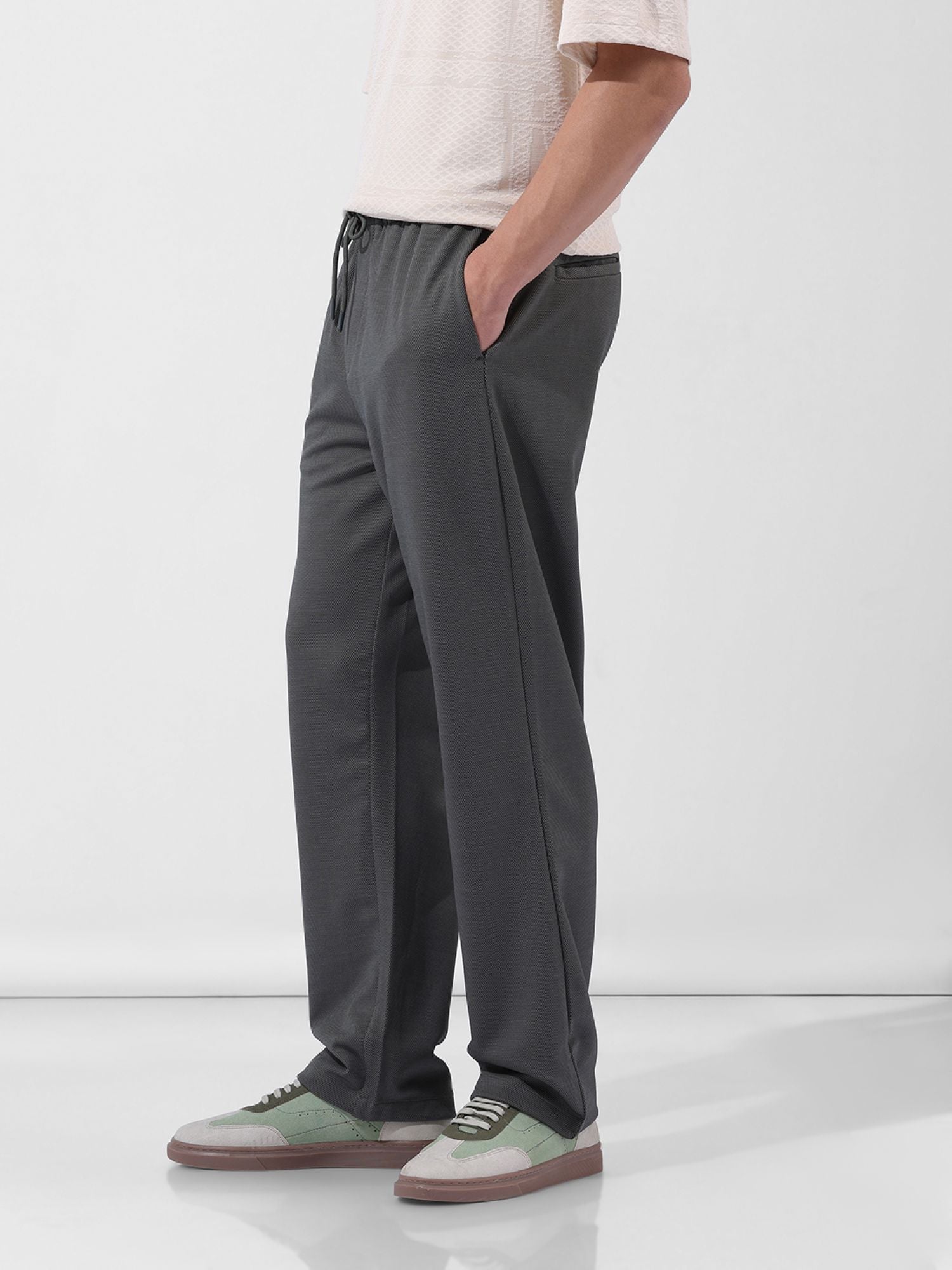 Men's Green Casual Relaxed Fit Solid Track Pants