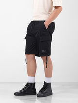Men's Black Outdoor Relaxed Fit Solid Shorts