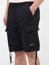 Men's Black Outdoor Relaxed Fit Solid Shorts