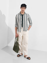 Men's Green Casual Slim Fit Round Neck Full Sleeves Shirt