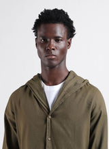 Men's Olive Casual Regular Fit Hooded Full Sleeves Shirt