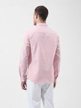 Men's Pink Casual Slim Fit Striped Full Sleeves Shirt