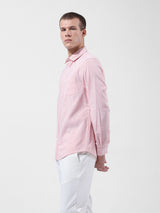 Men's Pink Casual Slim Fit Striped Full Sleeves Shirt