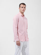 Men's Pink Casual Slim Fit Striped Full Sleeves Shirt
