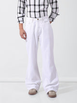 Men's White Casual Bootcut Jeans