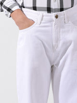 Men's White Casual Bootcut Jeans