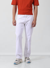 Men's White Straight Fit Solid Mid Rise Jeans