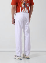 Men's White Straight Fit Solid Mid Rise Jeans