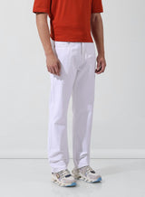 Men's White Straight Fit Solid Mid Rise Jeans