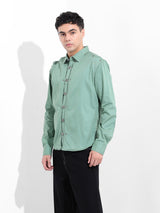 Men's Green Casual Solid Full Sleeves Shirt