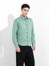 Men's Green Casual Solid Full Sleeves Shirt