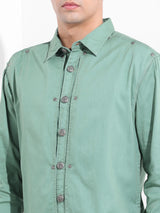Men's Green Casual Solid Full Sleeves Shirt