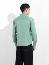 Men's Green Casual Solid Full Sleeves Shirt