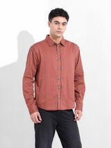 Men's Maroon Casual Solid Full Sleeves Shirt