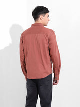 Men's Maroon Casual Solid Full Sleeves Shirt