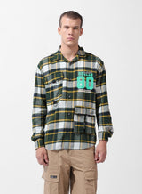 Men's Green Casual Regular Fit Polo Collar Full Sleeves Shirt