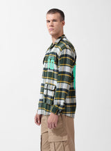 Men's Green Casual Regular Fit Polo Collar Full Sleeves Shirt