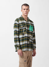 Men's Green Casual Regular Fit Polo Collar Full Sleeves Shirt