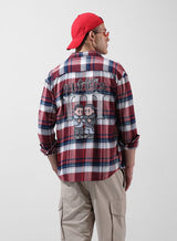 Men's Red Casual Regular Fit Polo Collar Full Sleeves Shirt