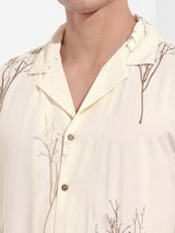 Men's Cream Casual Regular Fit Polo Collar Half Sleeves Shirt