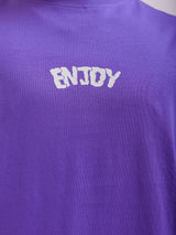 Men's Purple Casual Oversized Fit Printed Half Sleeves Tshirt