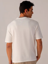 Men's White Casual Oversized Fit Printed Half Sleeves Tshirt