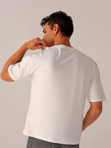 Men's White Casual Oversized Fit Printed Half Sleeves Tshirt