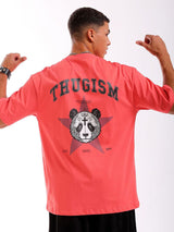 Men's Red Casual Oversized Fit Printed Half Sleeves Tshirt