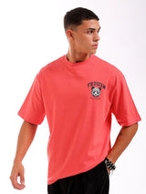 Men's Red Casual Oversized Fit Printed Half Sleeves Tshirt