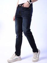 Men's Blue Slim Fit Solid Mid Rise Jeans