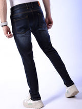 Men's Blue Slim Fit Solid Mid Rise Jeans