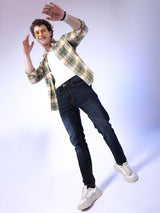 Men's Blue Slim Fit Solid Mid Rise Jeans