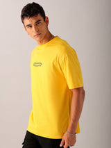 Men's Yellow Casual Oversized Fit Printed Half Sleeves Tshirt