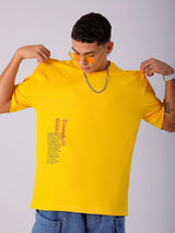 Men's Yellow Casual Oversized Fit Printed Half Sleeves Tshirt