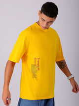 Men's Yellow Casual Oversized Fit Printed Half Sleeves Tshirt