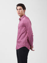 Men's Pink Casual Slim Fit Checked Full Sleeves Shirt