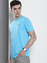 Men's Blue Casual Regular Fit Printed Half Sleeves Tshirt