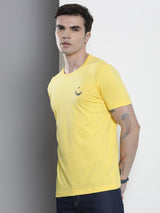 Men's Yellow Casual Regular Fit Printed Half Sleeves Tshirt