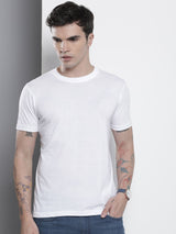 Men's White Casual Regular Fit Printed Half Sleeves Tshirt