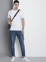 Men's White Casual Regular Fit Printed Half Sleeves Tshirt
