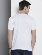 Men's White Casual Regular Fit Printed Half Sleeves Tshirt