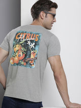 Men's Gray Casual Regular Fit Printed Half Sleeves Tshirt