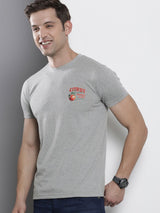 Men's Gray Casual Regular Fit Printed Half Sleeves Tshirt