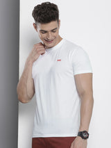 Men's White Casual Regular Fit Printed Half Sleeves Tshirt