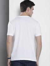 Men's White Casual Regular Fit Printed Half Sleeves Tshirt