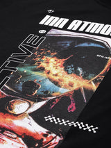 Men's Black Casual Regular Fit Printed Half Sleeves Tshirt
