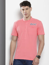 Men's Pink Casual Regular Fit Solid Half Sleeves Tshirt