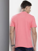 Men's Pink Casual Regular Fit Solid Half Sleeves Tshirt