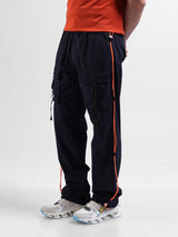 Men's Navy Blue Casual Relaxed Fit Solid Trousers