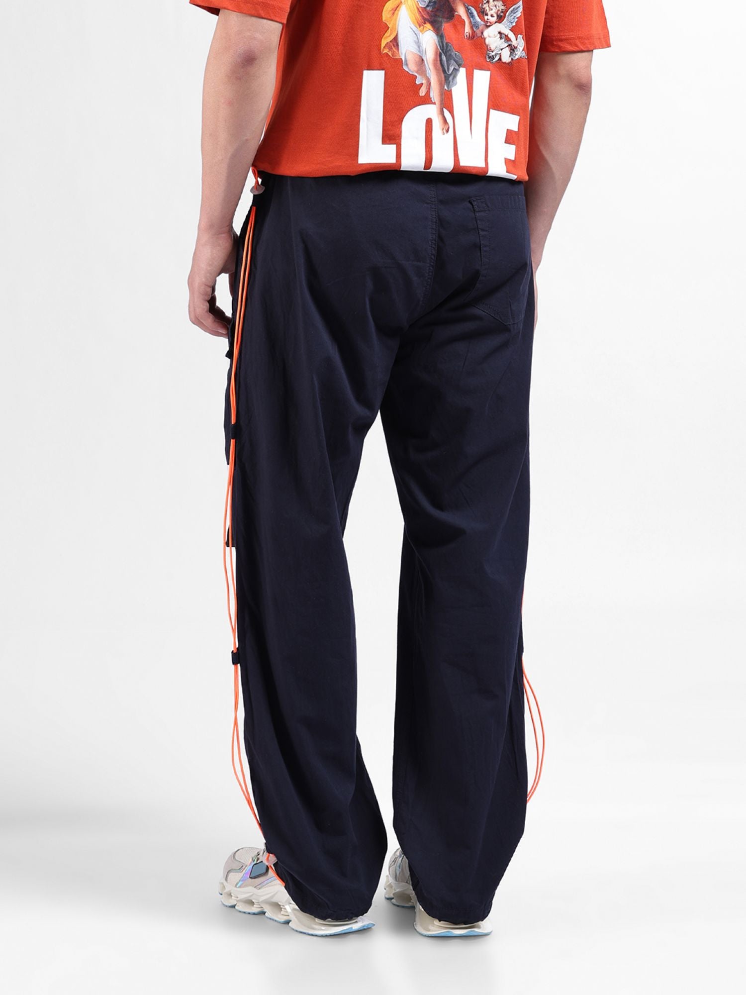 Men's Navy Blue Casual Relaxed Fit Solid Trousers